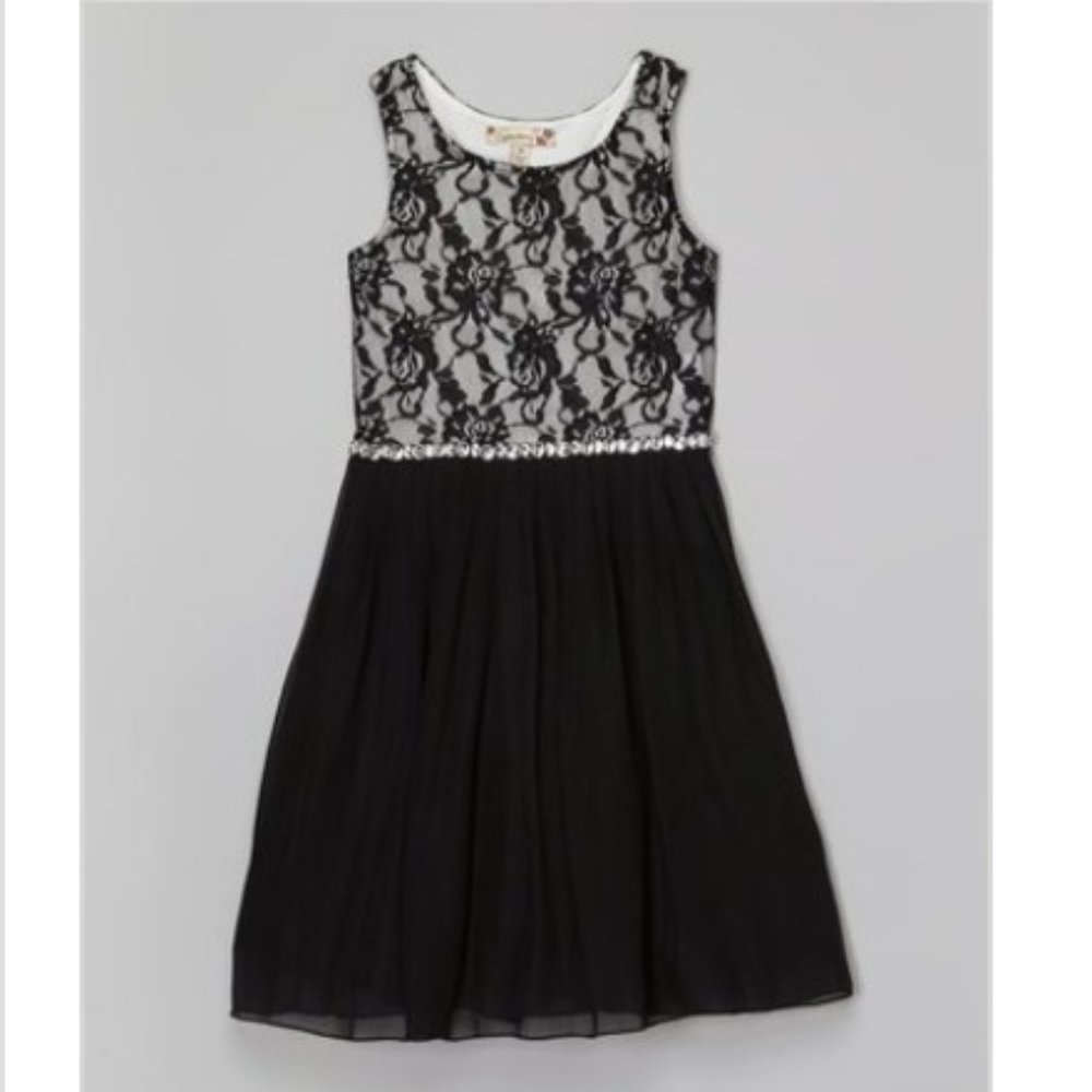 Girls Speechless Black & White Lace Dress 16